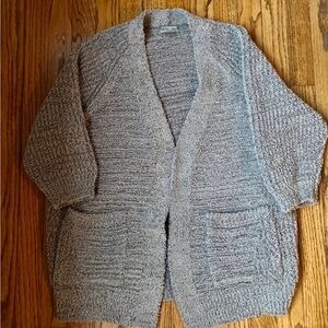 Barefoot Dreams Sz. Med Cozy Chic Knit Open Front Cardigan Sweater Gray Cozy